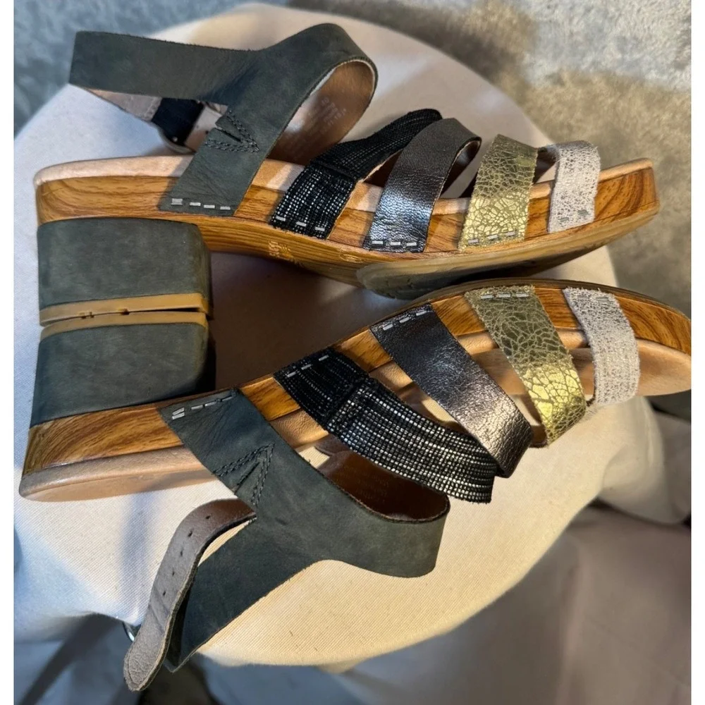 Dansko Maribeth Sandals Leather multi Metallic Women 40 Sz 9 whimsigoth bohemia